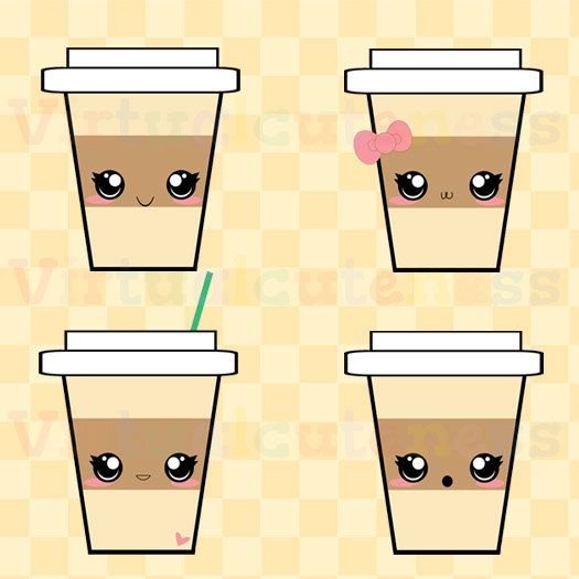 Кавайный стакан кофе