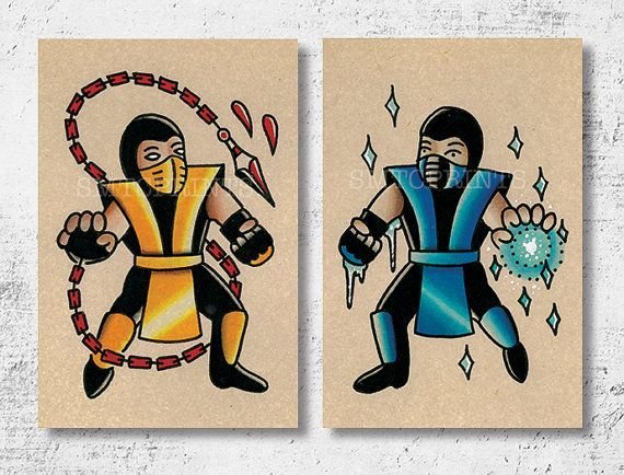 Саб Зиро и Скорпион для срисовки