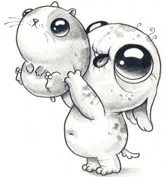 Милые монстрики рисунки карандашом