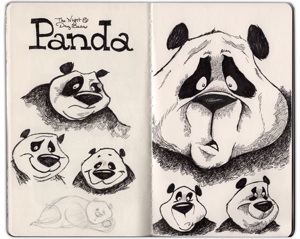 Рисунки панды в скетчбук