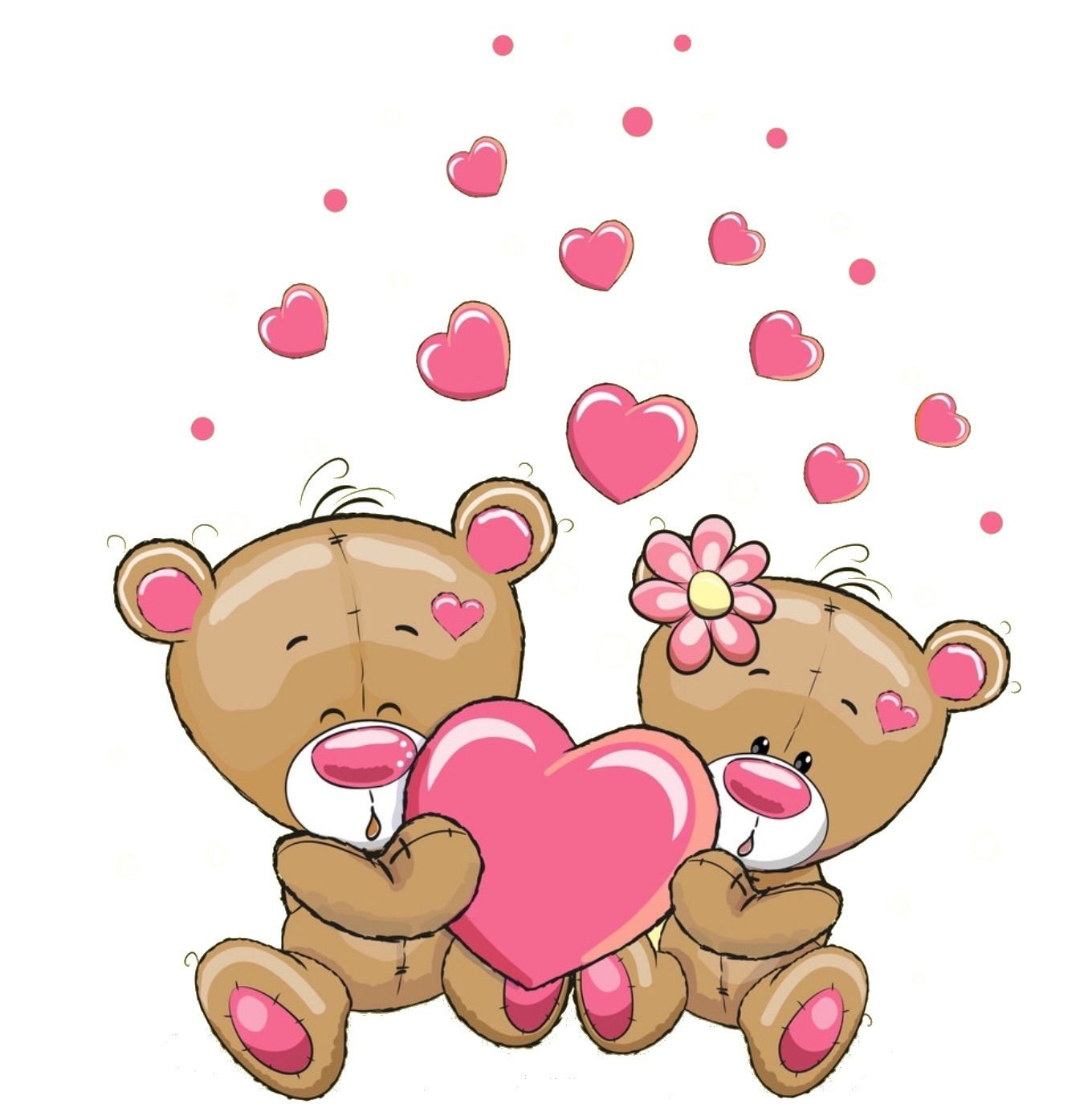 Милые медвежата с сердечками