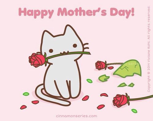 Мультяшный котенок с цветами