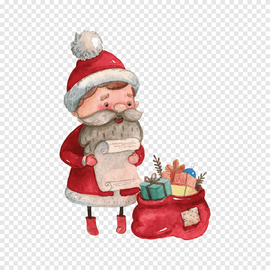 Санта Клаус акварель