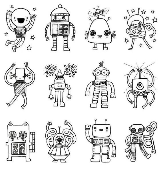 Маленькие роботы раскраска
