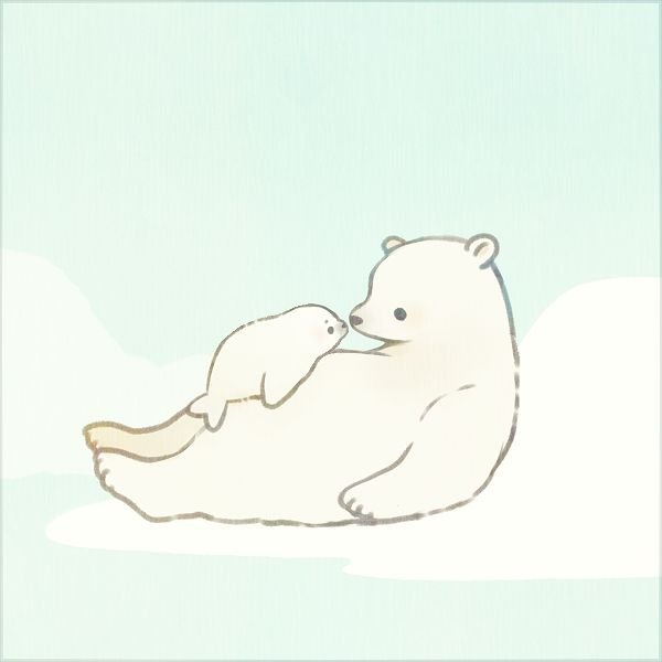 Белый медведь арт милый