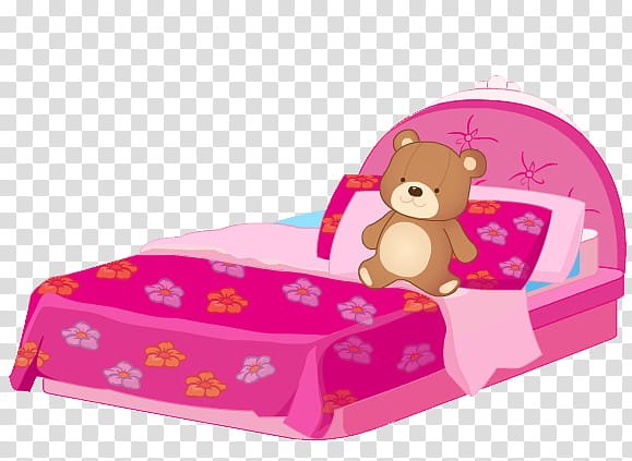 Кровать розовая на белом фоне