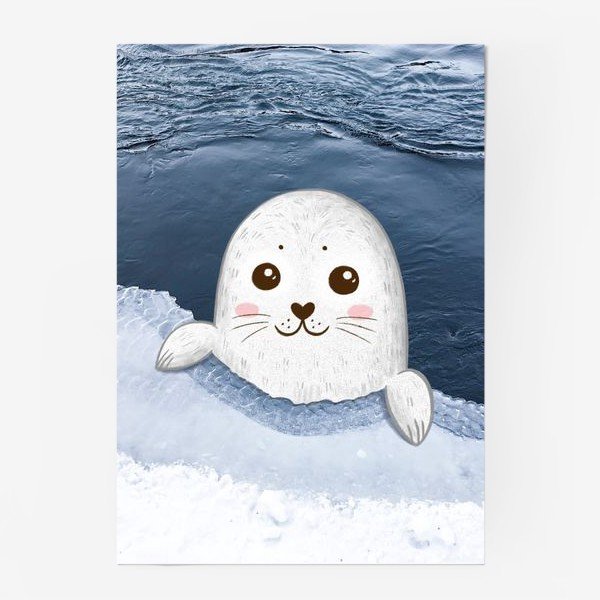 Штора для ванной тюлень