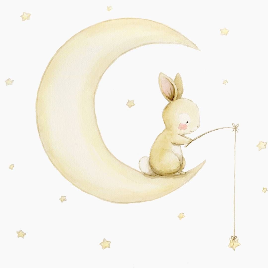 Мишка на луне рисунок