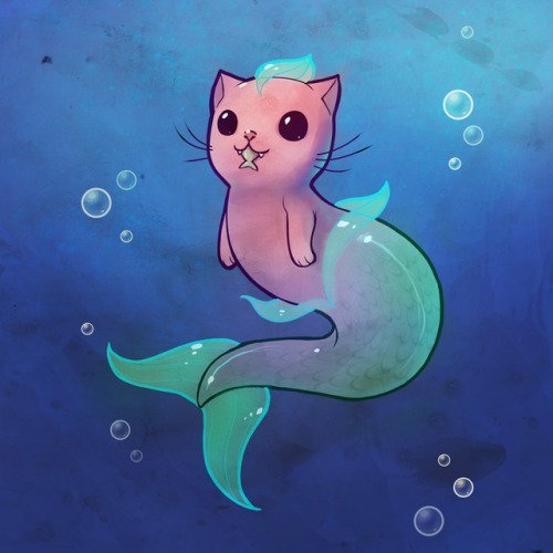 Милые котики с рыбкой