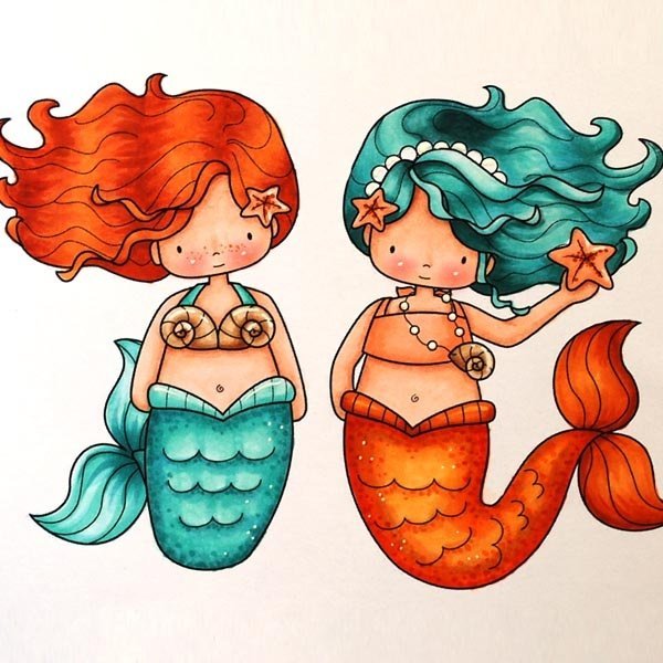 Русалка маркерами