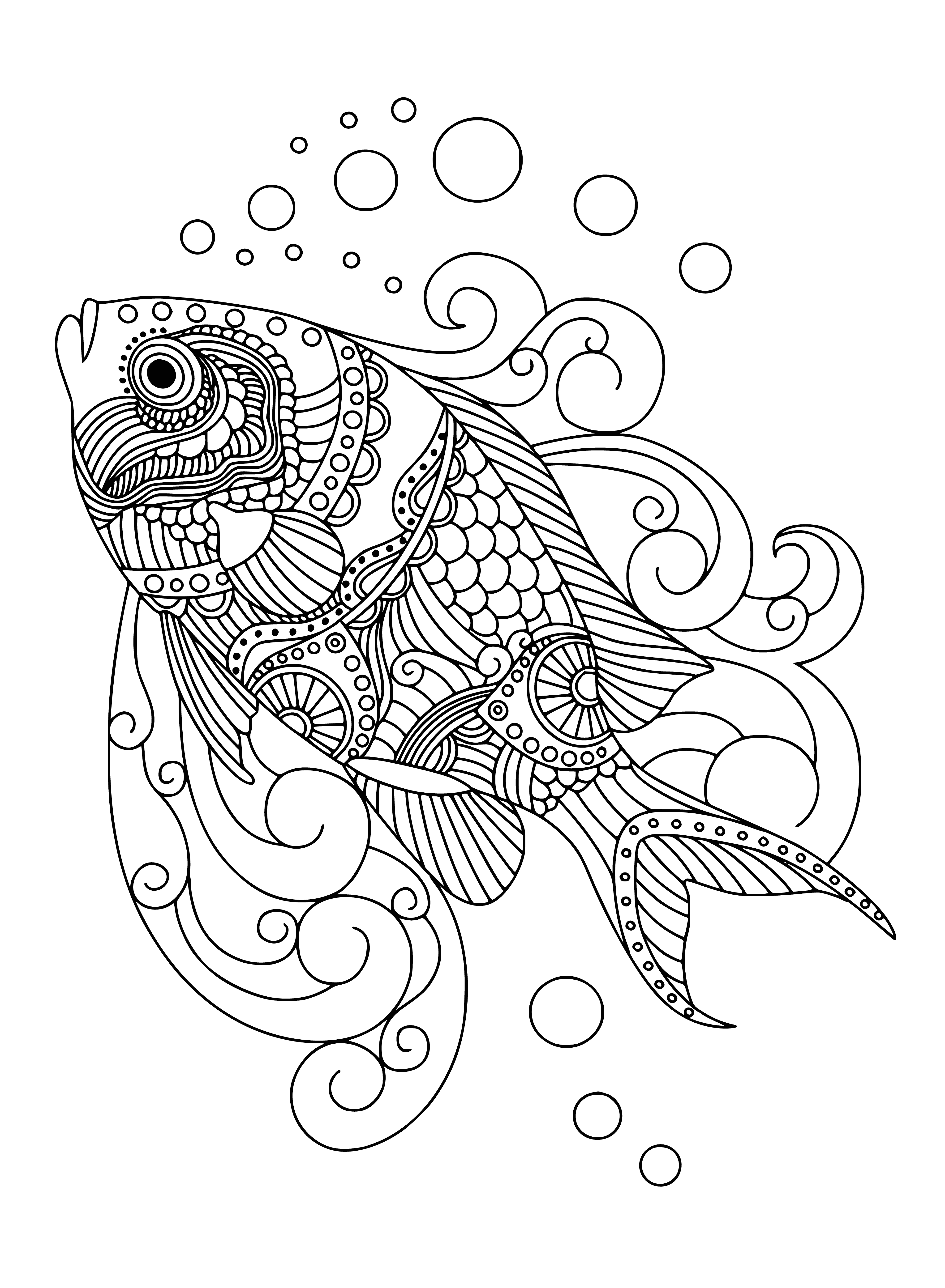 Золотая рыбка Зентангл