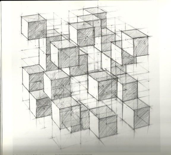 Композиция из кубов в пространстве