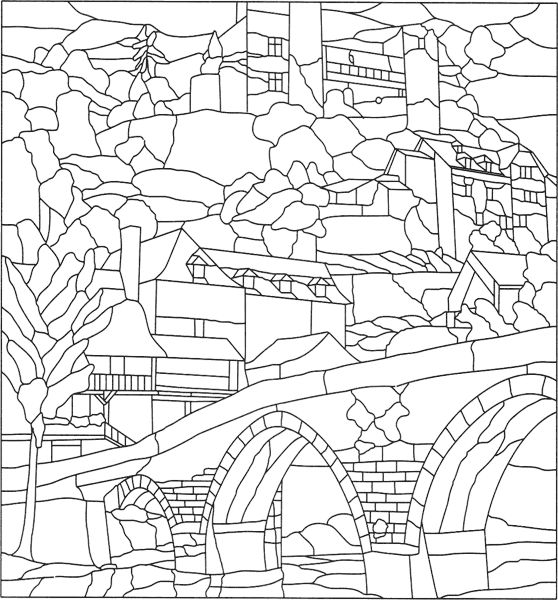 Трафареты для витража пейзажи