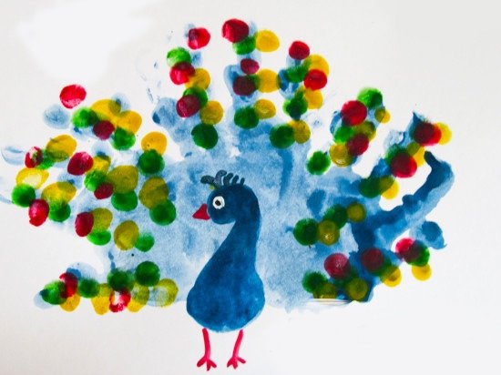 Рисование ладошками Павлин