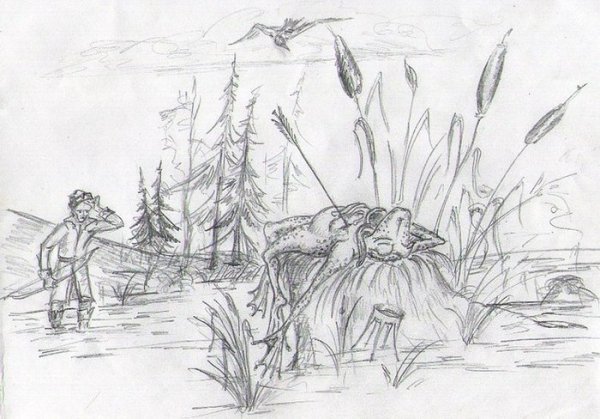 Болото рисунок карандашом