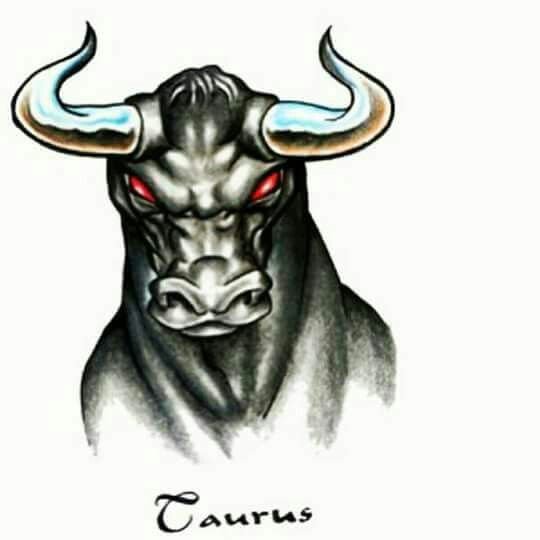 Эскиз тату бык с красными глазами