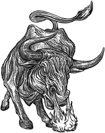 Эскиз тату злой бык