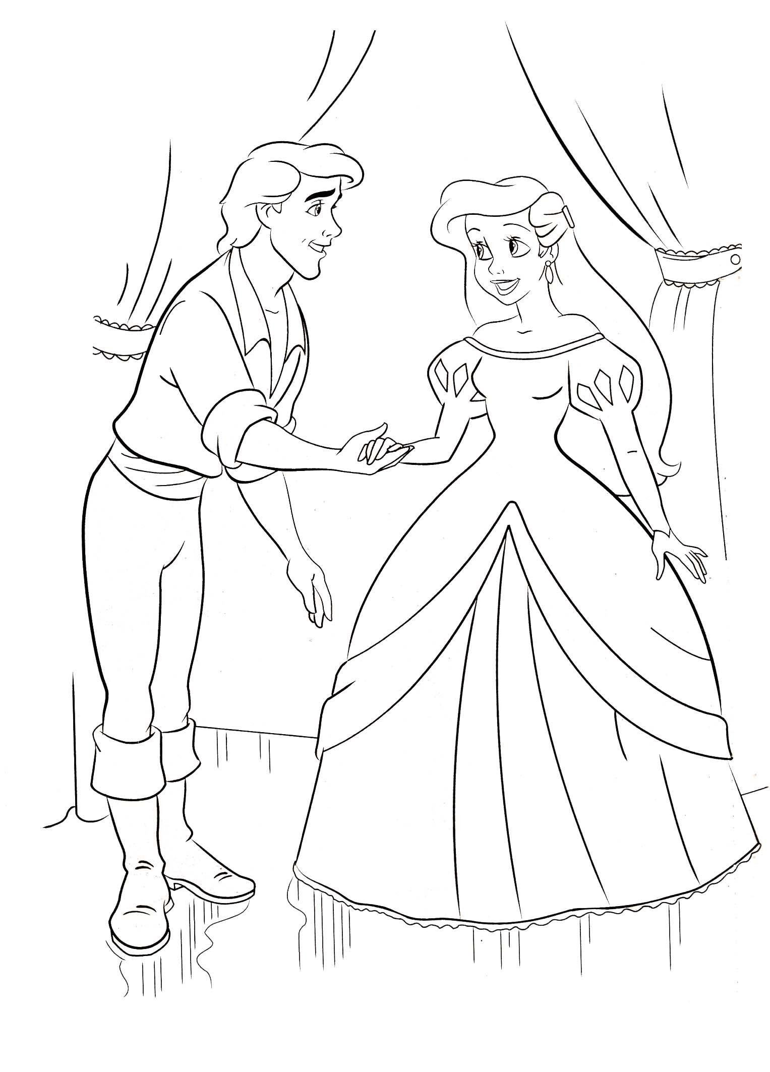 Раскраска принц и принцесса на балу