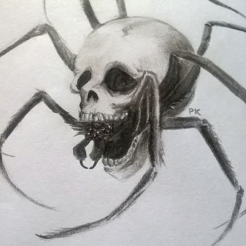 Страшный паук рисунок