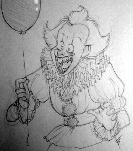 Страшный клоун оно рисунок (39 фото)