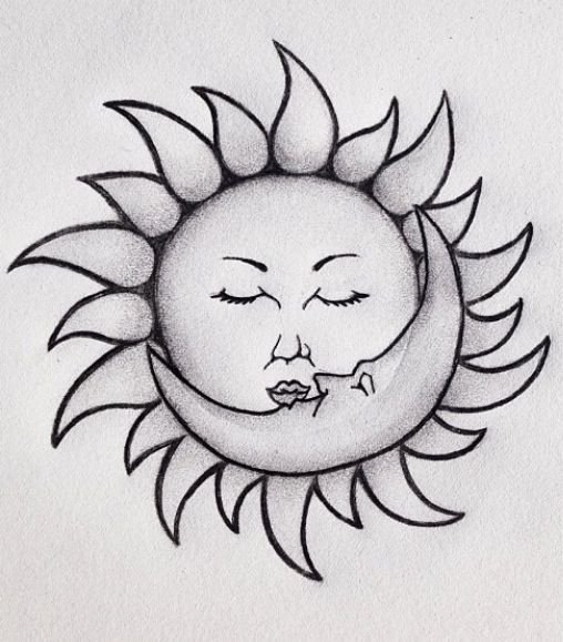 Солнце и Луна для срисовки