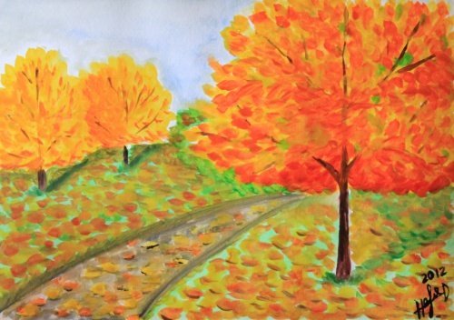 Рисование осенний парк