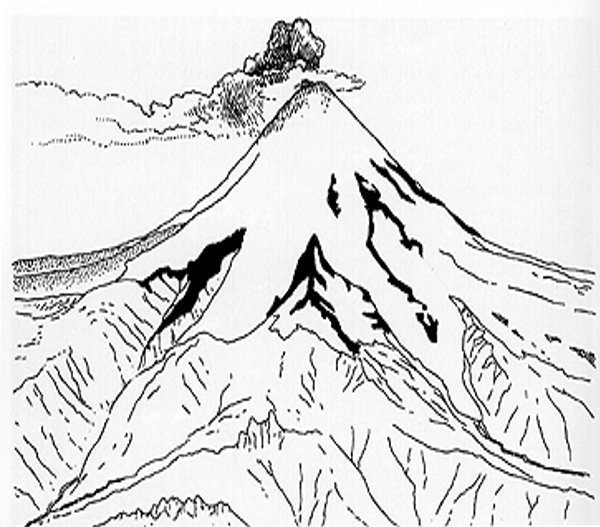 Вулкан Ключевская сопка раскраска
