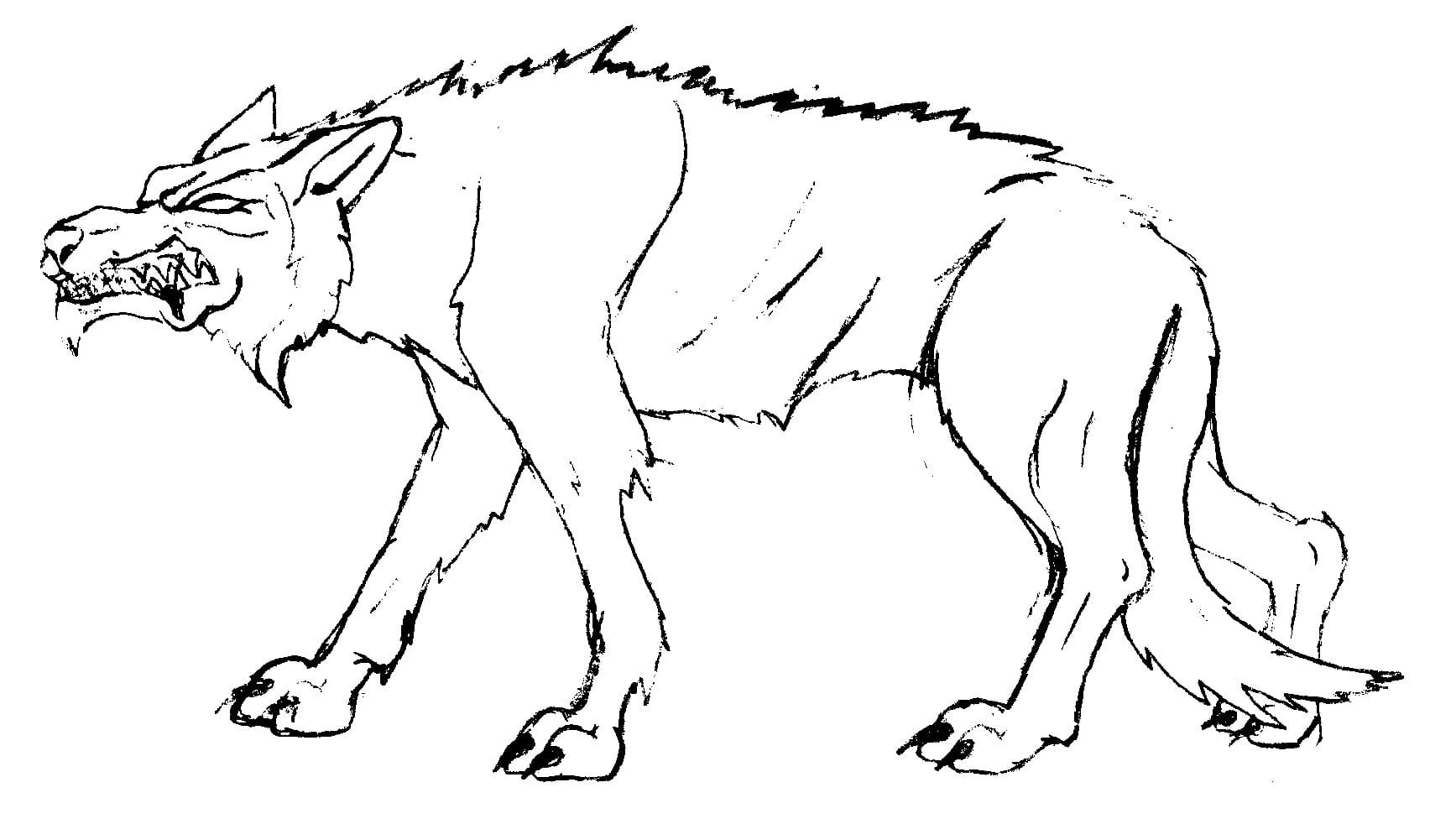 Злой волк рисунок детский