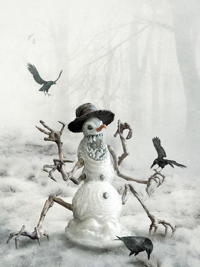 Произведение страшный новый год. Злой Снеговик. Снеговики в древности.