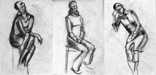 Наброски людей разными материалами