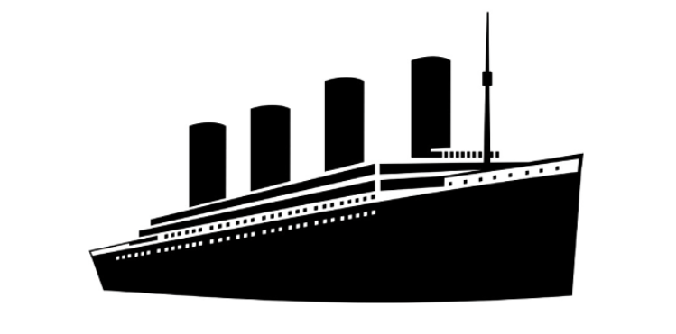 Пароход черно белый. Титаник сбоку вектор. Титаник силуэт. Векторный Титаник. Титаник эмблема.