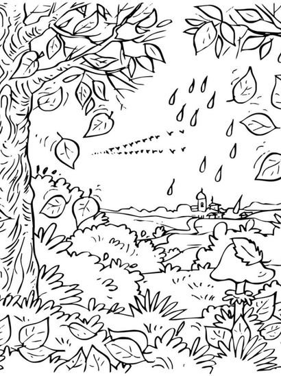 Листопад раскраска для детей