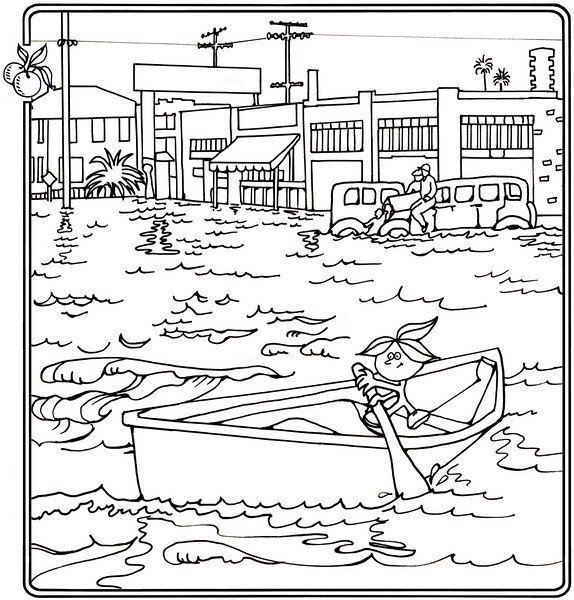 Наводнение раскраска для детей