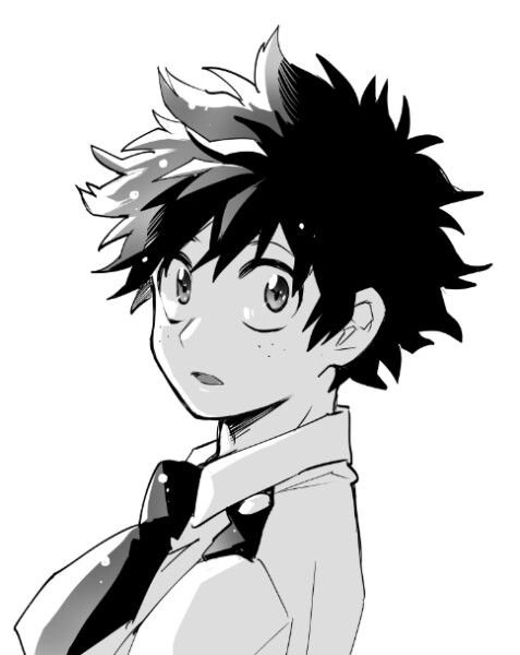 Мидория Изуку черно белый