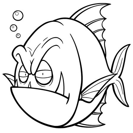 Злая рыба раскраска