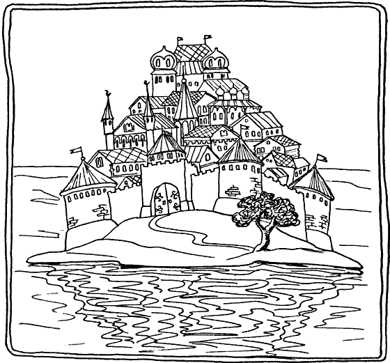 Остров Буян город князя Гвидона рисунок