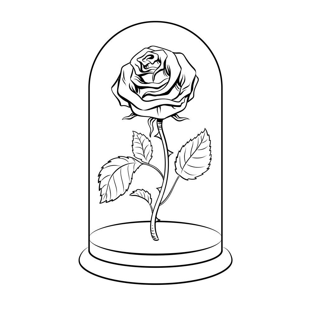 Роза в колбе рисунок