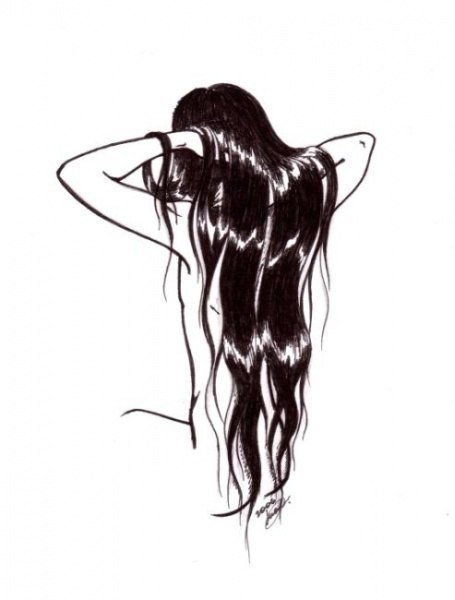 Силуэт длинноволосой девушки