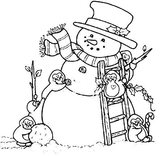 Снеговик раскраска