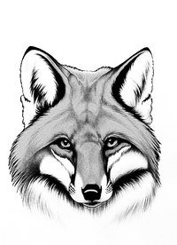 Морда лисы чб