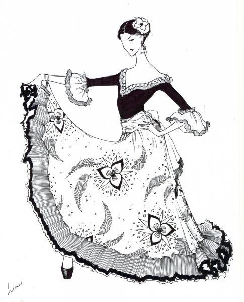 Испанский костюм раскраска