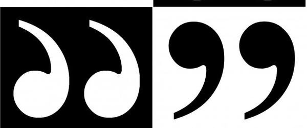 Белая запятая на черном фоне