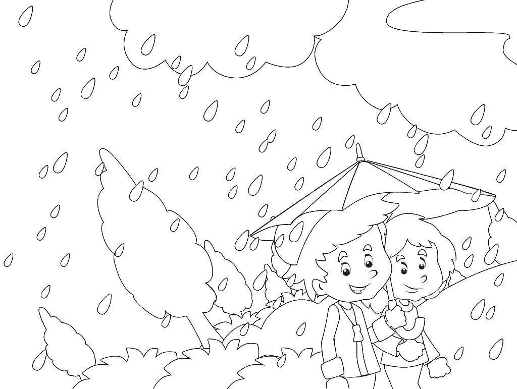 Раскраска дождливая осень для детей