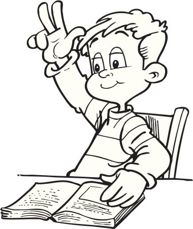 Мальчик за партой раскраска