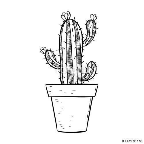 Раскраска Кактус в горшке