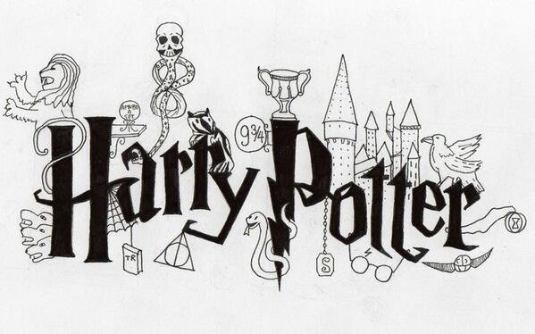 Чёрно белые наклейки Гарри Поттер