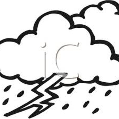Тучка с грозой для детей черно белое