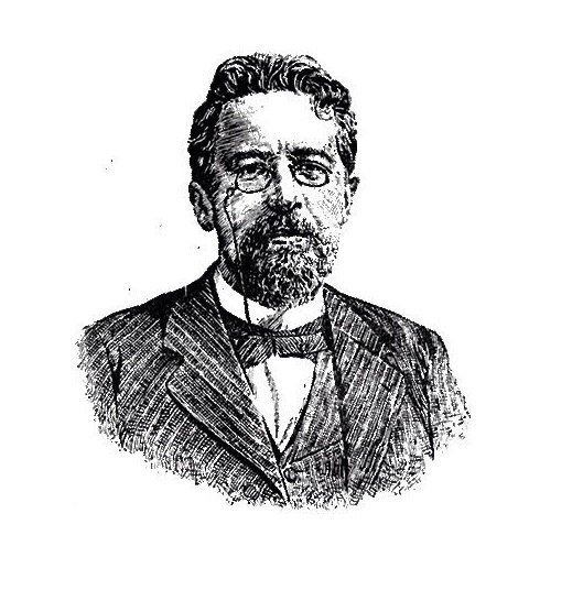 Портрет Чехова черно белый