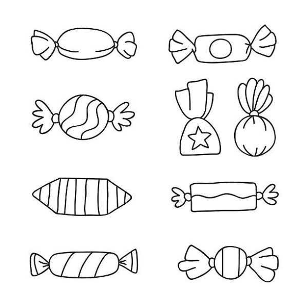 Контур конфеты для раскрашивания