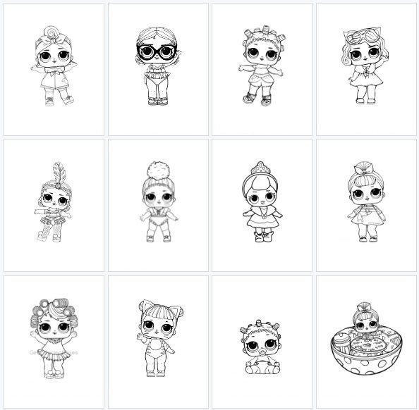 Раскраска ЛОЛ много на одном листе